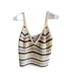 No Comment Knit Crochet Tank Womens Size Xl Multicolor